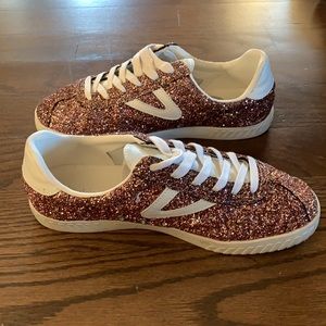 Tretorn Rose Gold Glitter Sneakers